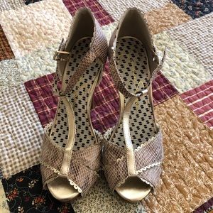Jessica Simpson peep toe faux snakeskin stiletto